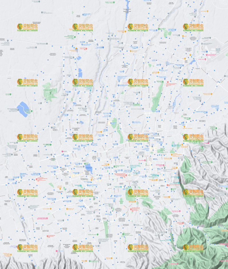 哈萨克斯坦 阿拉木图 Google 谷歌 高清地形图