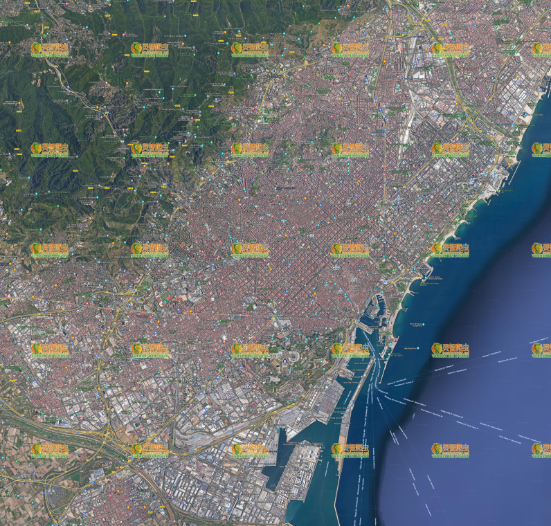 西班牙 巴塞罗那 Google 谷歌 高清卫星图